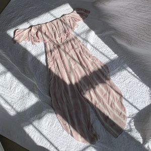 Off-the-shoulder Striped Jumpsuit
